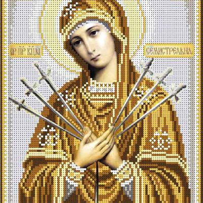 изображение: схема для вышивки бисером Семистрельная Богородица (золото)