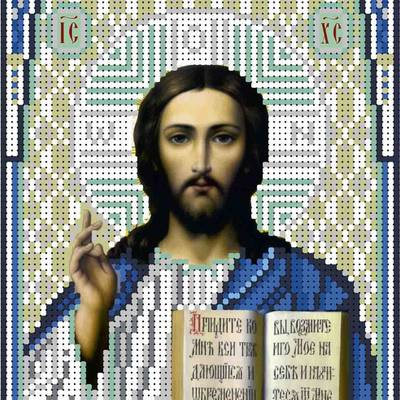 изображение: схема для вышивки бисером иконы Иисус Христос (Синий)