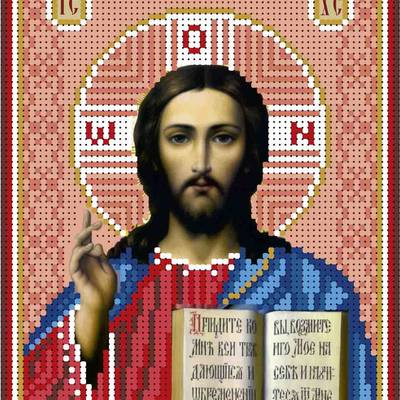 изображение: схема для вышивки бисером иконы Иисус Христос (Красный)
