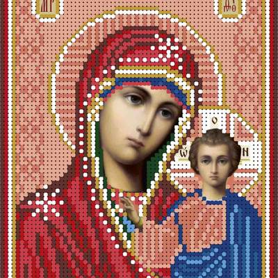 изображение: схема для вышивки бисером иконы Казанская Богородица (красный)