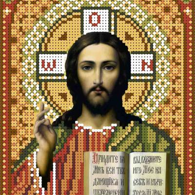 изображение: схема для вышивки бисером иконы Иисус Христос (янтарь)