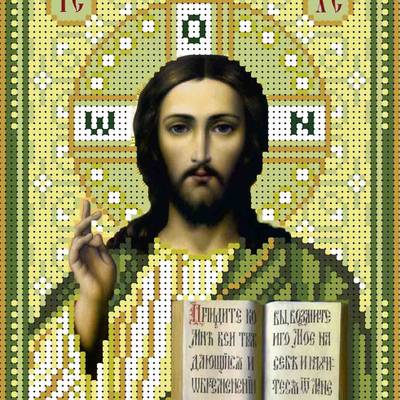 изображение: схема для вышивки бисером иконы Иисус Христос (Зеленый)