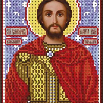 изображение: именная икона для вышивки бисером Святой мученик Никита воин