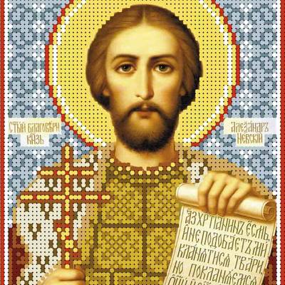 изображение: именная икона для вышивки бисером Святой Александр Невский