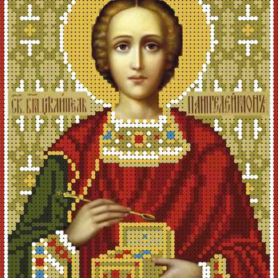 изображение: именная икона для вышивки бисером Святой Пантелеймон Целитель