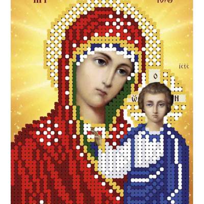 изображение: схема для вышивки бисером иконы Казанская богородица (золото частичная)