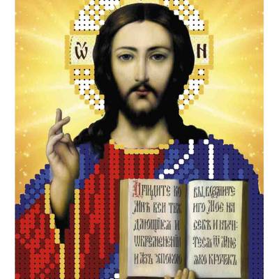 изображение: схема для вышивки бисером иконы Иисус Христос (золото частичная)