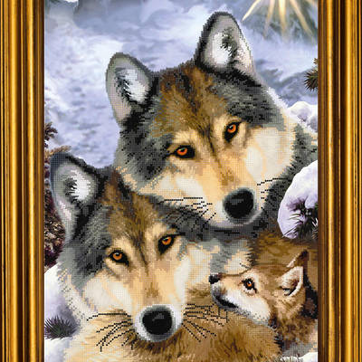 фото: картина для вышивки бисером Семья волков