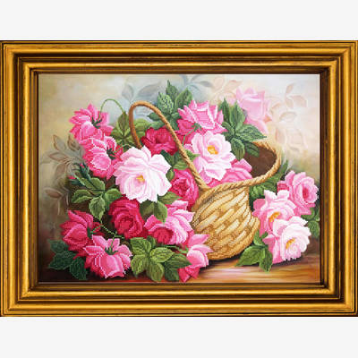 фото: картина для вышивки бисером Корзинка роз