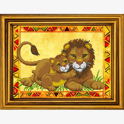 фото: картина для вышивки бисером Родительская любовь. Львы