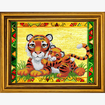 фото: картина для вышивки бисером Родительская любовь. Тигры