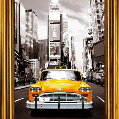 фото: картина для вышивки бисером Жёлтое такси Нью - Йорка