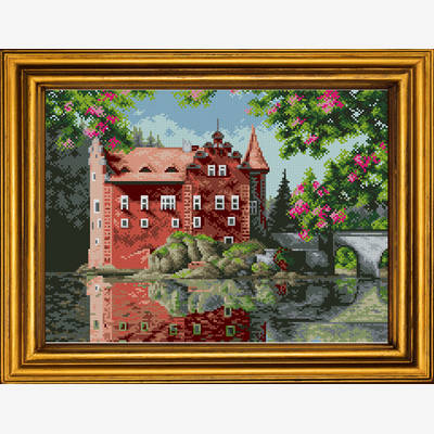 фото: картина для вышивки бисером Замок у озера