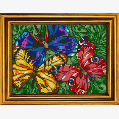 фото: картина для вышивки бисером Бабочки - порхающие цветы