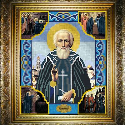 изображение: икона для вышивки бисером Святой Сергий Радонежский