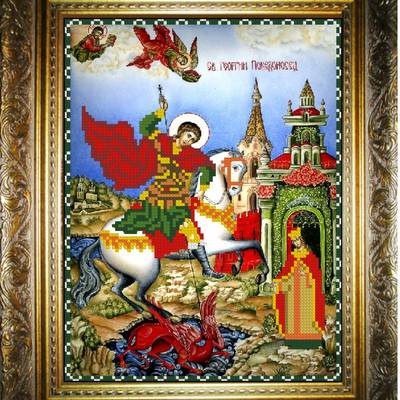 изображение: икона для вышивки бисером, Георгий Победоносец