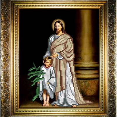 изображение: икона для вышивки бисером Иисус и дитя