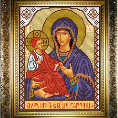 изображение: икона для вышивки бисером, Богородица Троеручица