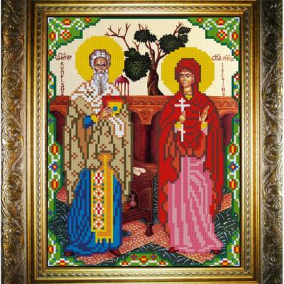изображение: икона для вышивки бисером, Святые Куприян и Устинья