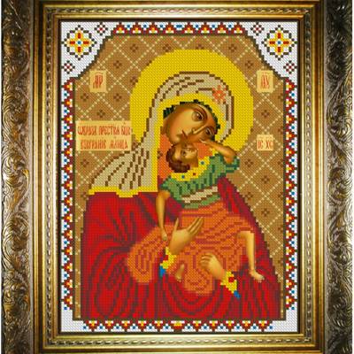 изображение: икона для вышивки бисером, Богородица Взыграние Младенца