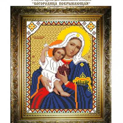 изображение: икона для вышивки бисером, Богородица Покрывающая
