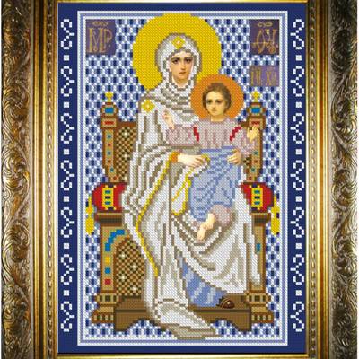 изображение: икона для вышивки бисером, Богородица на троне