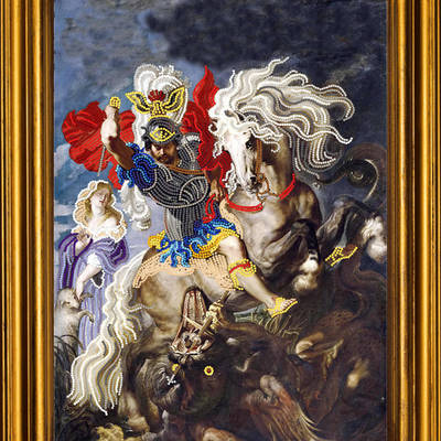 фото: картина для вышивки бисером Святой Георгий, побеждающий дракона. Рубенс