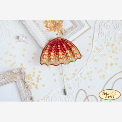 фото: украшение, вышитое бисером на велюре, Солнечный зонт