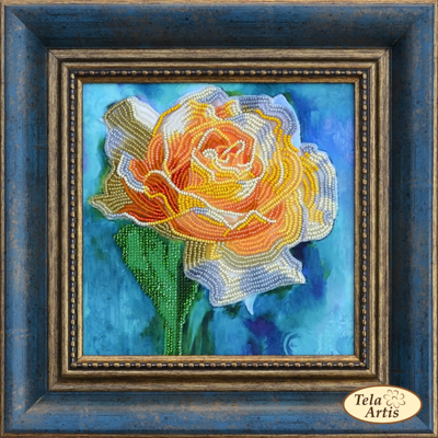 фото: картина для вышивки бисером с аппликацией Желтая роза