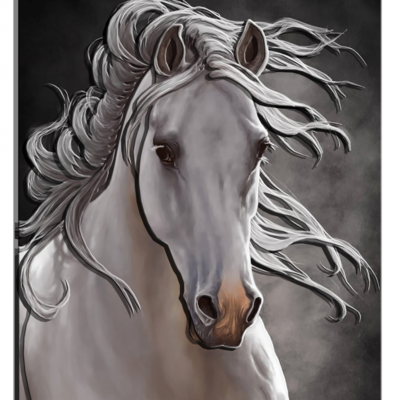 фото: картина папертоль белая лошадь
