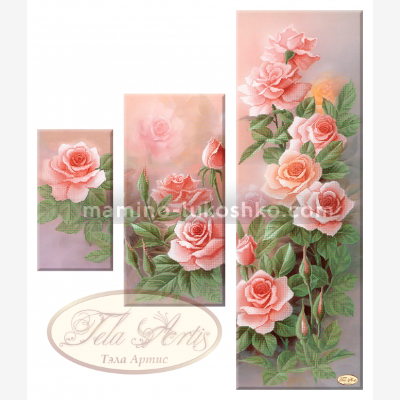 Схема для вышивки бисером Розовый сад, триптих