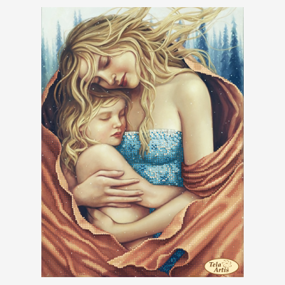фото: картина для вышивки бисером, мама с дочкой