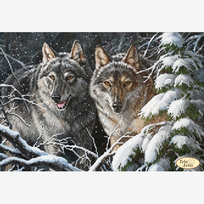 фото: картина для вышивки бисером, пара волков фото: картина для вышивки бисером, пара волков