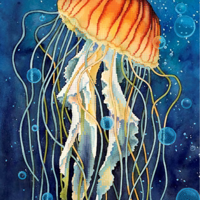 фото: картина для вышивки бисером, Медуза в пузырьках