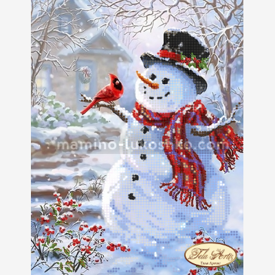 Схема для вышивки бисером Веселый снеговик