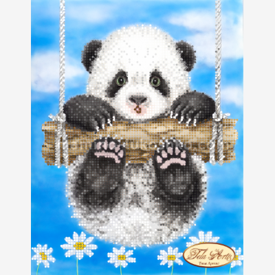 Схема для вышивки бисером Ромашковая панда