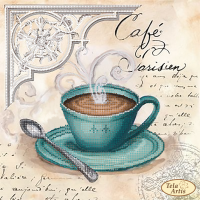 Схема для вышивки бисером Кофе в Париже -4