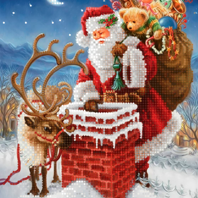 фото: картина, вышитая бисером, Дед Мороз