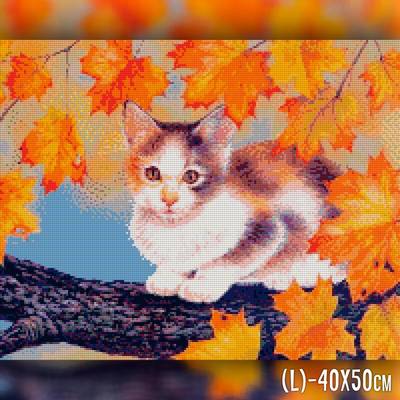 фото: картина в алмазной технике Котик на дереве