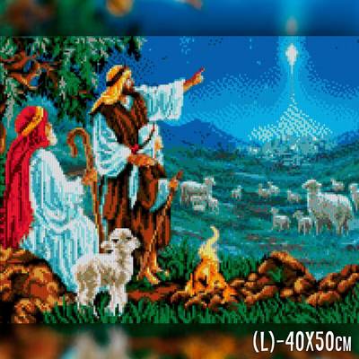 изображение: религиозный сюжет с Вифлеемской звездой в алмазной технике