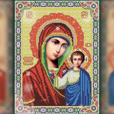изображение: икона в алмазной технике Казанская икона Божией Матери