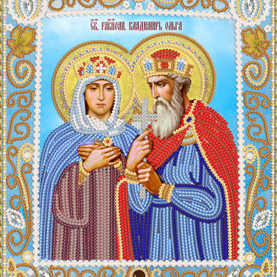 изображение: схема для вышивки бисером иконы Св. Равноапостольные Владимир и Ольга