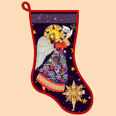 фото: схема для вышивания бисером новогоднего сапожка, Рождественский ангел