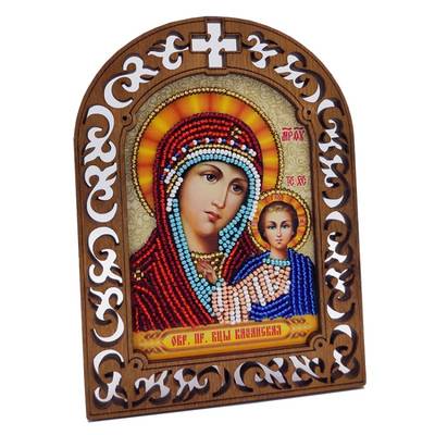 фото: набор для вышивки бисером по дереву, Икона Пресвятая Богородица Казанская