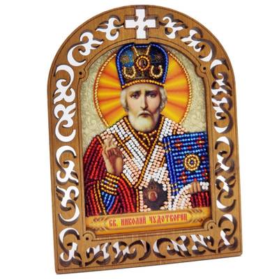 фото: набор для вышивки бисером по дереву, Икона Святой Николай Чудотворец