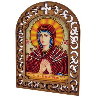 фото: набор для вышивки бисером по дереву, Икона Святая Богородица Семистрельная