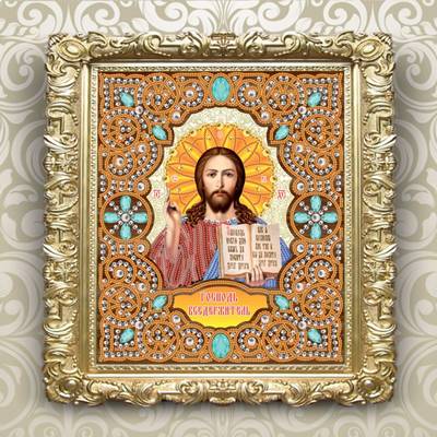 изображение: икона в жемчужном окладе Господь Вседержитель