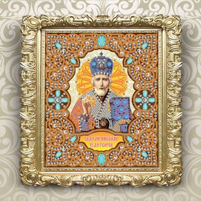 изображение: икона в жемчужном окладе Святой Николай