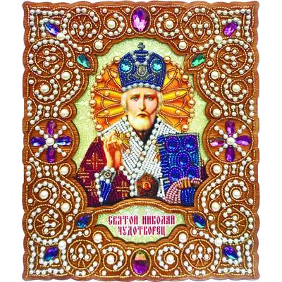 фото: набор для вышивки бисером по дереву Икона Святой Николай Чудотворец