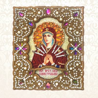 фото: набор для вышивки бисером по дереву Икона Пресвятая Богородица Семистрельная